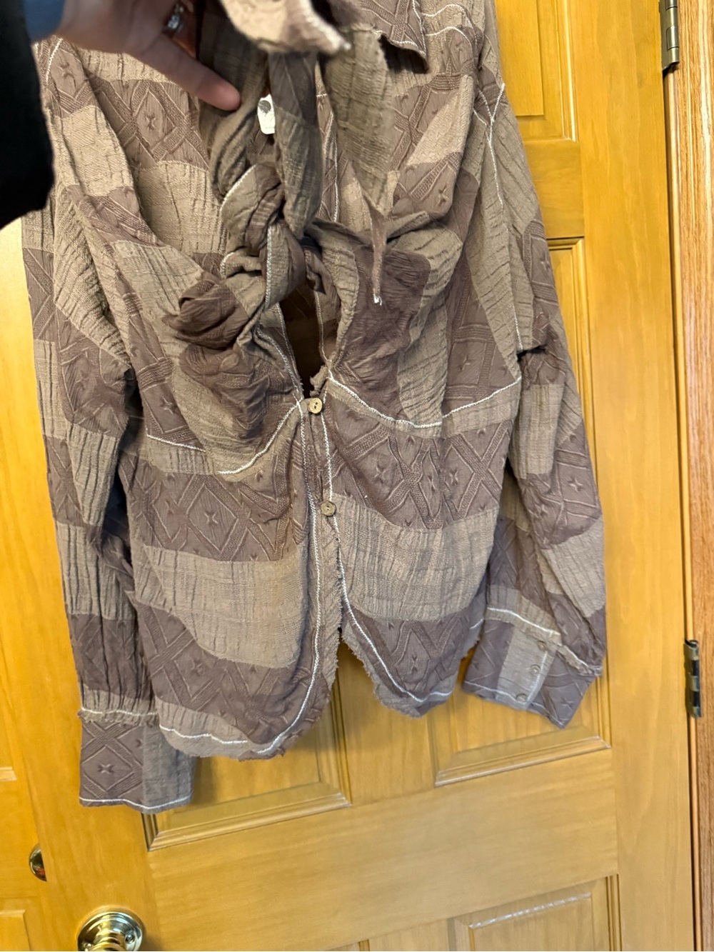 Free People Brown Striped Button-Down Tie-Front Shirt - Picture 3 of 6